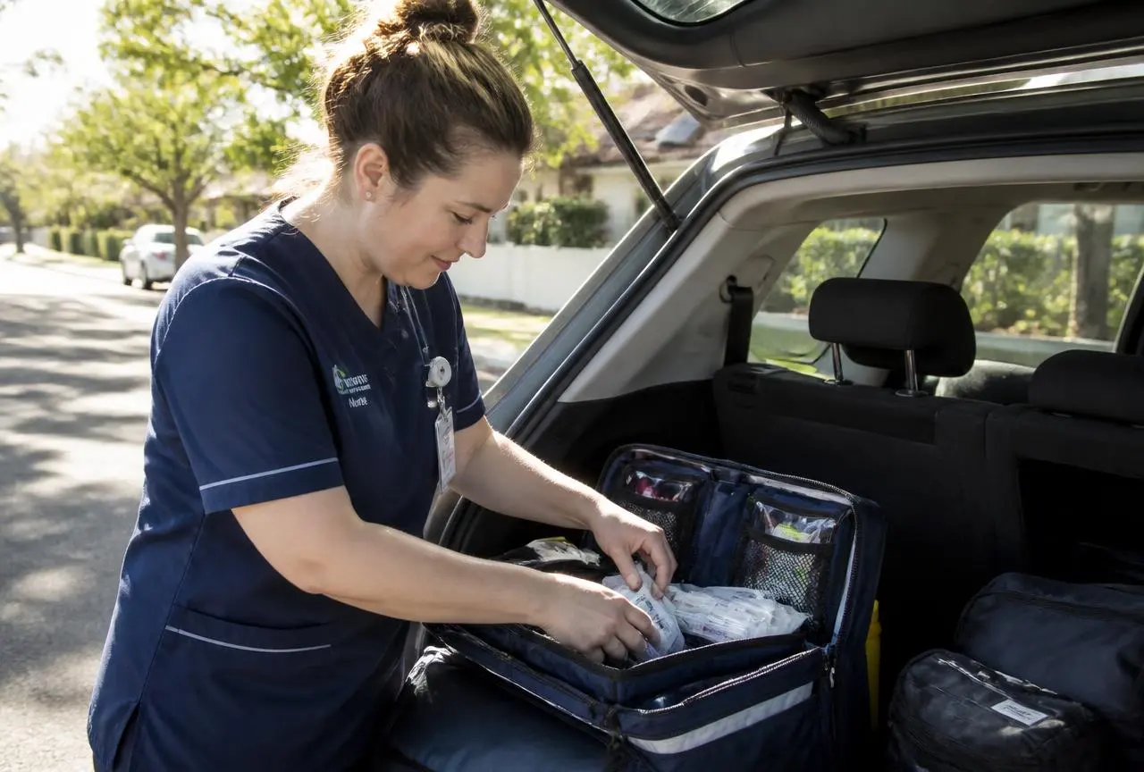 Registered nurse visiting a client at home in Gold Coast